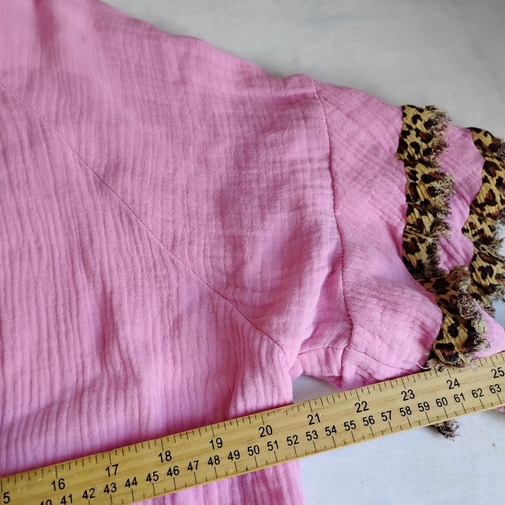 Umgee‎ Top Large Cotton Gauze Animal Print Layered Sleeve Beach Flirty Office - Picture 8 of 13